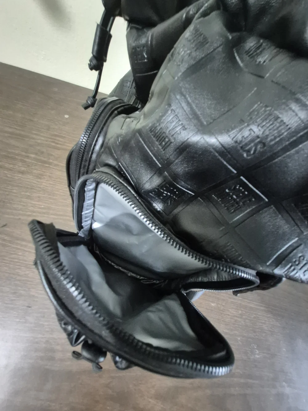 Steve Madden Black Embossed Leather Backpack